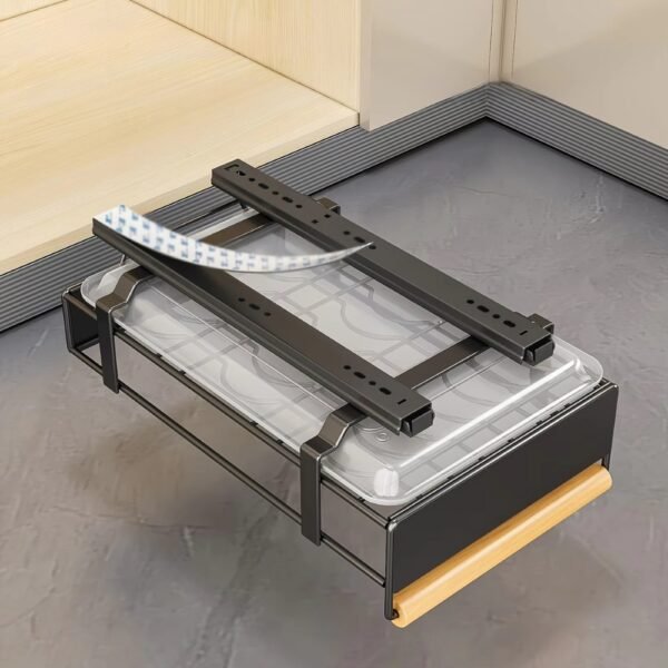 Pull Out Dish Rack with Wooden Handle and Drain Tray_5