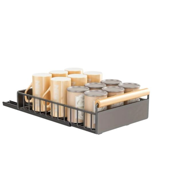 Pull Out Dish Rack with Wooden Handle and Drain Tray_7