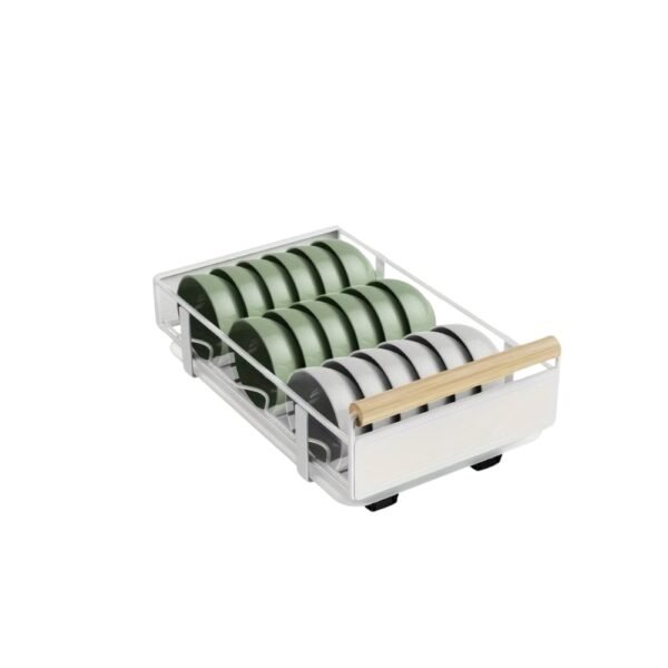 Pull Out Dish Rack with Wooden Handle and Drain Tray_8