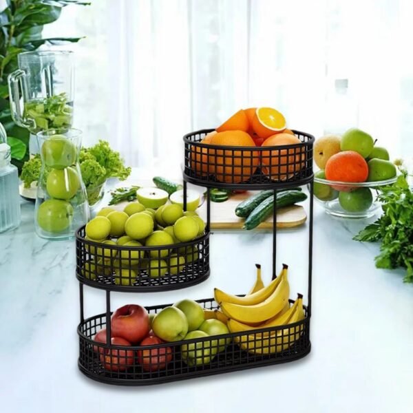 Metal Wire Storage Countertop Fruit Basket Counter Serving Tray_1