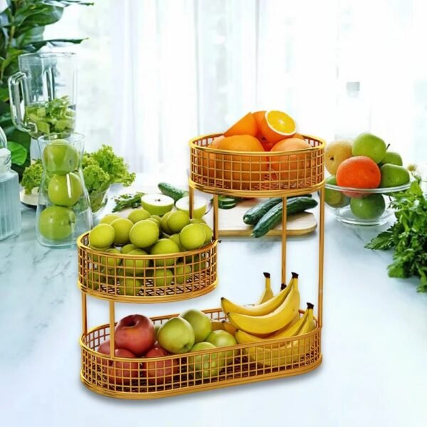 Metal Wire Storage Countertop Fruit Basket Counter Serving Tray_2