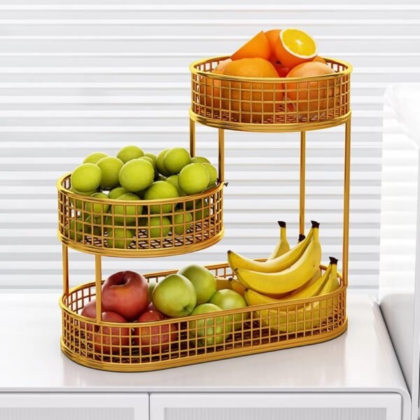Metal Wire Storage Countertop Fruit Basket Counter Serving Tray_4